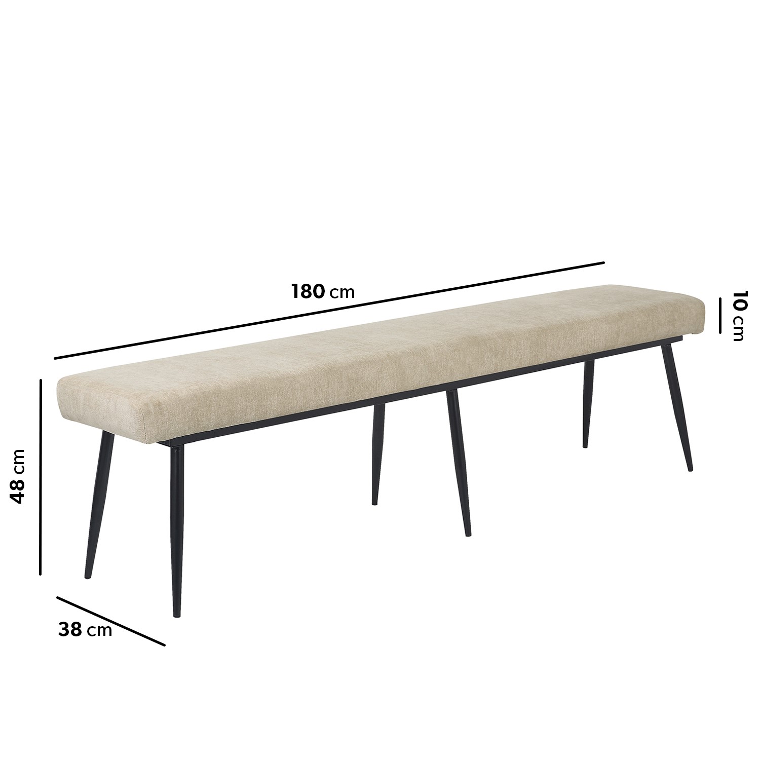 Read more about Large beige chenille upholstered dining bench seats 3 colbie